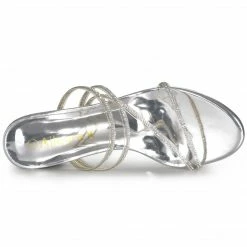 Allegra K Shoes Women's Strappy Rhinestone Block Heel Slide Sandals