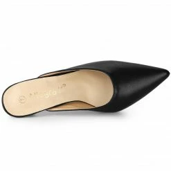 Allegra K Women's PU Pointed Toe Stiletto Heels Slide Mules