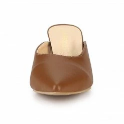 Allegra K Women's PU Pointed Toe Stiletto Heels Slide Mules