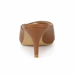 Allegra K Women's PU Pointed Toe Stiletto Heels Slide Mules