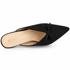 Allegra K Women's Pointed Toe Mid Slides Heel Mules Shoes