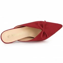Allegra K Women's Pointed Toe Mid Slides Heel Mules Shoes