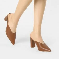 Allegra K Women's Pointed Toe Chunky Heels Slides Mules Shoes 17 Allegra K Women's Pointed Toe Chunky Heels Slides Mules Shoes