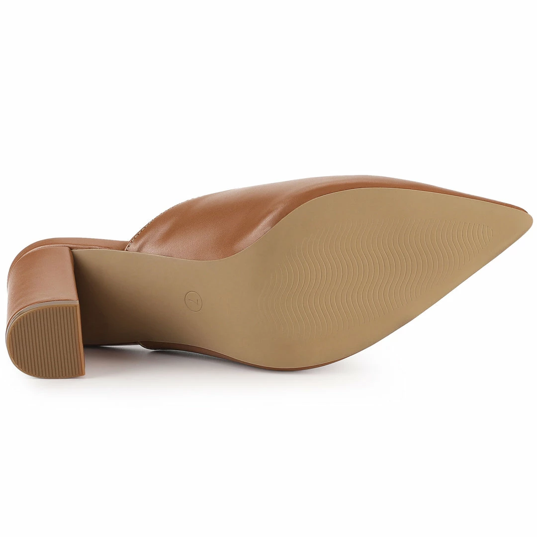 Allegra K Women's Pointed Toe Chunky Heels Slides Mules Shoes 9 Allegra K Women's Pointed Toe Chunky Heels Slides Mules Shoes