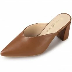 Allegra K Women's Pointed Toe Chunky Heels Slides Mules Shoes