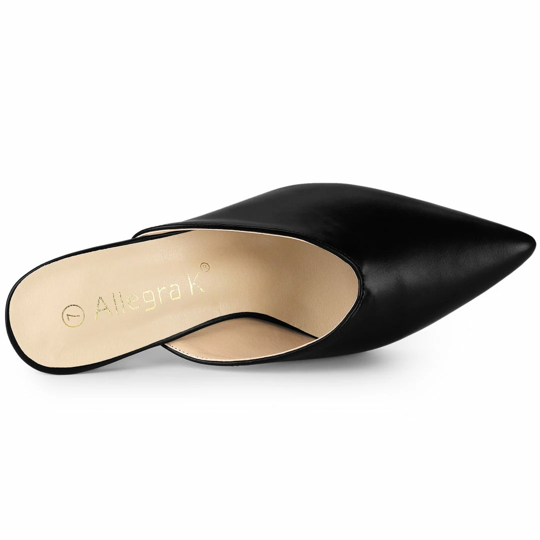 Allegra K Women's Pointed Toe Chunky Heels Slides Mules Shoes 14 Allegra K Women's Pointed Toe Chunky Heels Slides Mules Shoes