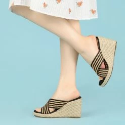 Allegra K Women's Crisscross Strap Platform Slide Wedge Sandals Shoes 29 Allegra K Women's Crisscross Strap Platform Slide Wedge Sandals Shoes