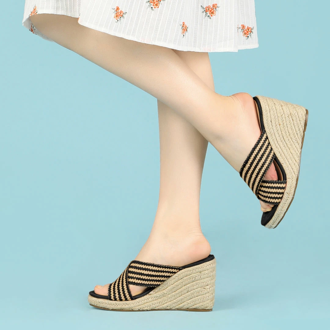 Allegra K Women's Crisscross Strap Platform Slide Wedge Sandals Shoes 11 Allegra K Women's Crisscross Strap Platform Slide Wedge Sandals Shoes