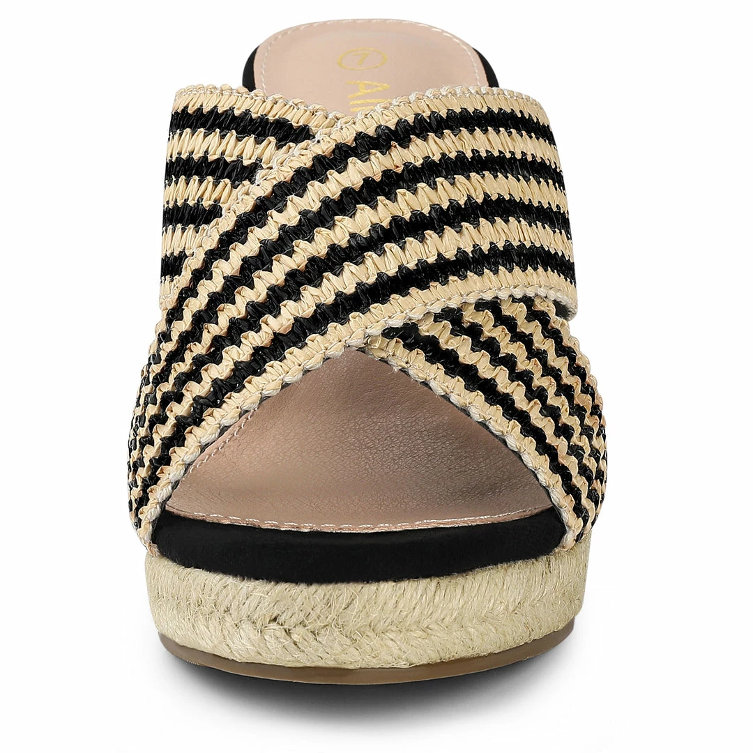 Allegra K Women's Crisscross Strap Platform Slide Wedge Sandals Shoes 12 Allegra K Women's Crisscross Strap Platform Slide Wedge Sandals Shoes