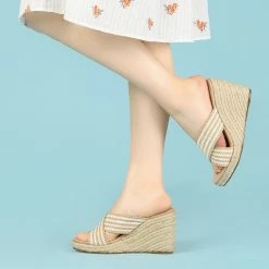 Allegra K Women's Crisscross Strap Platform Slide Wedge Sandals Shoes 35 Allegra K Women's Crisscross Strap Platform Slide Wedge Sandals Shoes