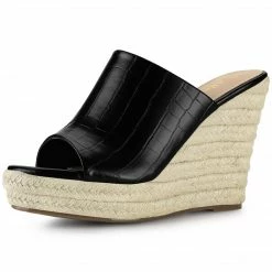 Allegra K Shoes Women's Open Toe Slip-On Platform Wedge Heel Wedge Sandals 30 Allegra K Shoes Women's Open Toe Slip-On Platform Wedge Heel Wedge Sandals