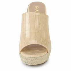 Allegra K Shoes Women's Open Toe Slip-On Platform Wedge Heel Wedge Sandals 38 Allegra K Shoes Women's Open Toe Slip-On Platform Wedge Heel Wedge Sandals