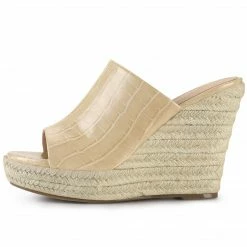 Allegra K Shoes Women's Open Toe Slip-On Platform Wedge Heel Wedge Sandals 43 Allegra K Shoes Women's Open Toe Slip-On Platform Wedge Heel Wedge Sandals