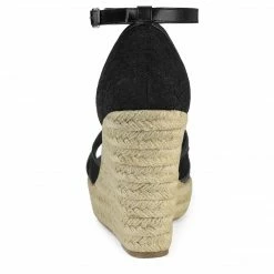 Allegra K Women's Ankle Strap Espadrille Wedge Heel Wedge Sandals