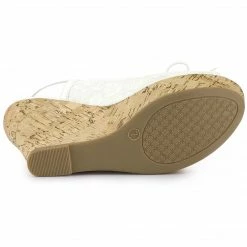 Allegra K Women's Wood Platform Heels Bow Lace Wedge Sandals Shoes