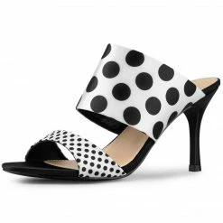 Allegra K Women's Polka Dots Stiletto Heel Slides Sandals 18 Allegra K Women's Polka Dots Stiletto Heel Slides Sandals
