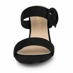 Allegra K Women's Opened Toe Buckle Stiletto Heels Slide Sandals