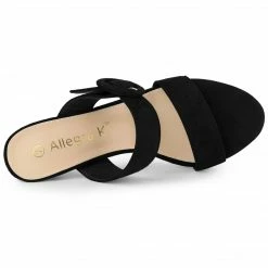 Allegra K Women's Opened Toe Buckle Stiletto Heels Slide Sandals