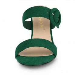 Allegra K Women's Opened Toe Buckle Stiletto Heels Slide Sandals