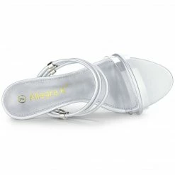 Allegra K Shoes Women's Clear Glass Heel Slide Wedge Heel Wedge Sandals