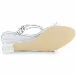 Allegra K Shoes Women's Clear Glass Heel Slide Wedge Heel Wedge Sandals