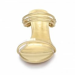 Allegra K Shoes Women's Clear Glass Heel Slide Wedge Heel Wedge Sandals