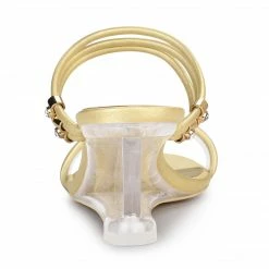 Allegra K Shoes Women's Clear Glass Heel Slide Wedge Heel Wedge Sandals