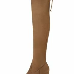 Allegra K Women's Round Toe Chunky Heel Over The Knee High Boots Shoes