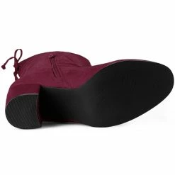 Allegra K Women's Round Toe Chunky Heel Over The Knee High Boots Shoes