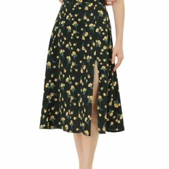 Allegra K Women's Floral Chiffon Slit Skirts Spring Summer Midi Skirt 20 Allegra K Women's Floral Chiffon Slit Skirts Spring Summer Midi Skirt