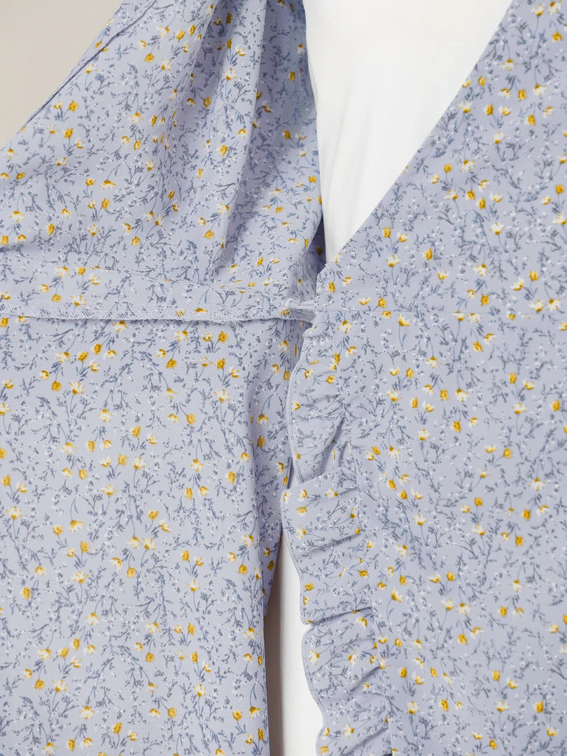 Allegra K Women's Floral Printed V Neck Puff Sleeve Ruffled-Hem Midi Dress 9 Allegra K Women's Floral Printed V Neck Puff Sleeve Ruffled-Hem Midi Dress