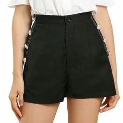 Allegra K Women's Button Decor Front High Waisted Pocket Casual Mini Shorts