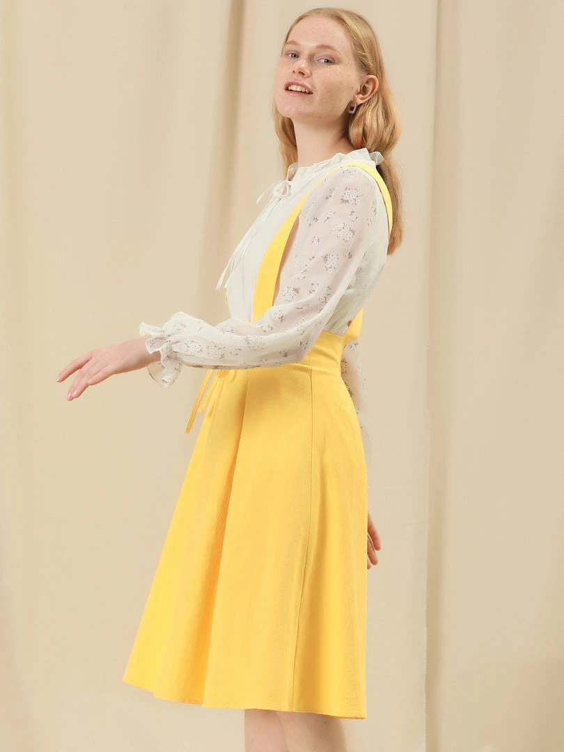 Allegra K Women's Suspender Braces Skirts Elastic Waist Overall Dress 7 Allegra K Women's Suspender Braces Skirts Elastic Waist Overall Dress