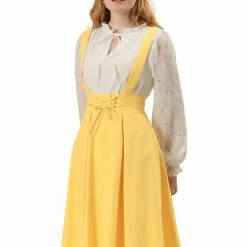 Allegra K Women's Suspender Braces Skirts Elastic Waist Overall Dress 10 Allegra K Women's Suspender Braces Skirts Elastic Waist Overall Dress