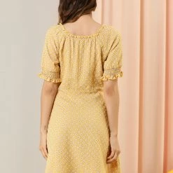 Allegra K Women's Daisy Floral Print Casual Short Ruffle Sleeve Smocked Mini Gingham Dress 25 Allegra K Women's Daisy Floral Print Casual Short Ruffle Sleeve Smocked Mini Gingham Dress