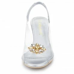 Allegra K Shoes Women's Rhinestone Clear Wedges Heels Sandals