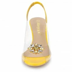 Allegra K Shoes Women's Rhinestone Clear Wedges Heels Sandals
