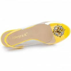 Allegra K Shoes Women's Rhinestone Clear Wedges Heels Sandals