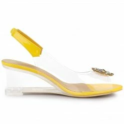 Allegra K Shoes Women's Rhinestone Clear Wedges Heels Sandals