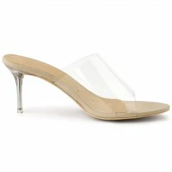 Allegra K Women's Slip-On Clear Strap Stiletto Heels Sandals Shoes