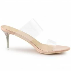 Allegra K Women's Clear Slide Stiletto Heels Clear Sandals