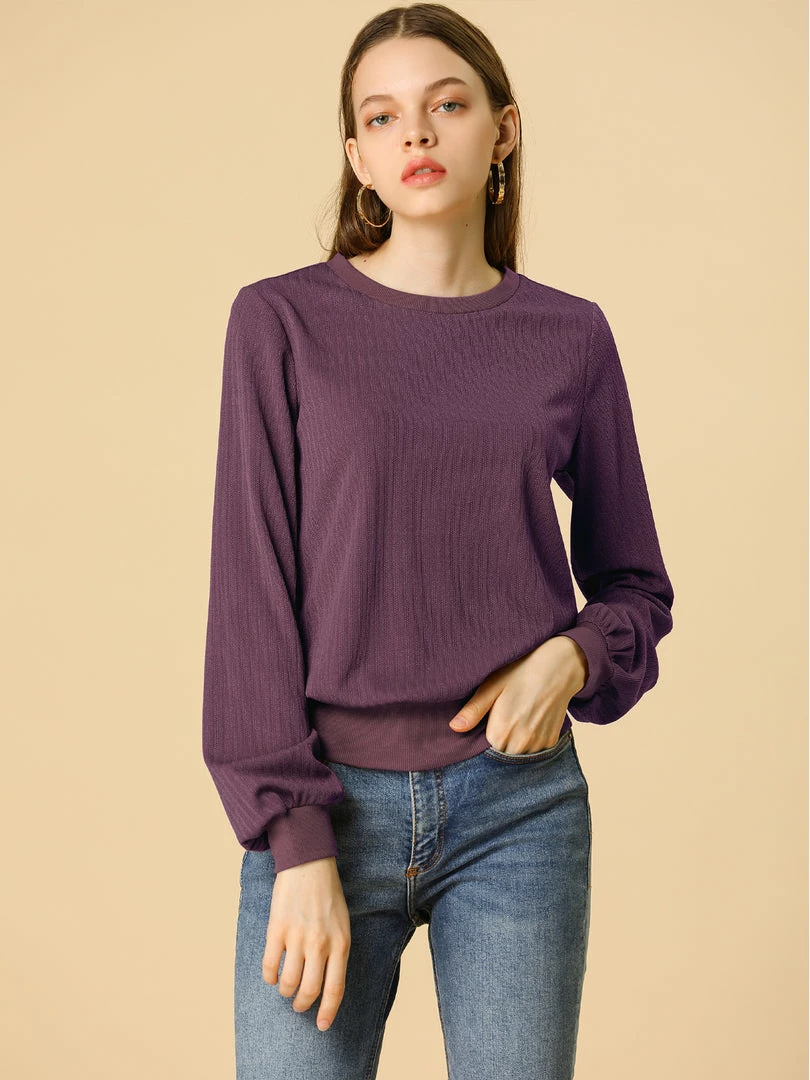 Allegra K Ribbed Pullover Sweater With Lantern Sleeves Women 29 Allegra K Ribbed Pullover Sweater With Lantern Sleeves Women