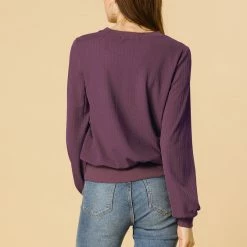 Allegra K Ribbed Pullover Sweater With Lantern Sleeves Women 98 Allegra K Ribbed Pullover Sweater With Lantern Sleeves Women