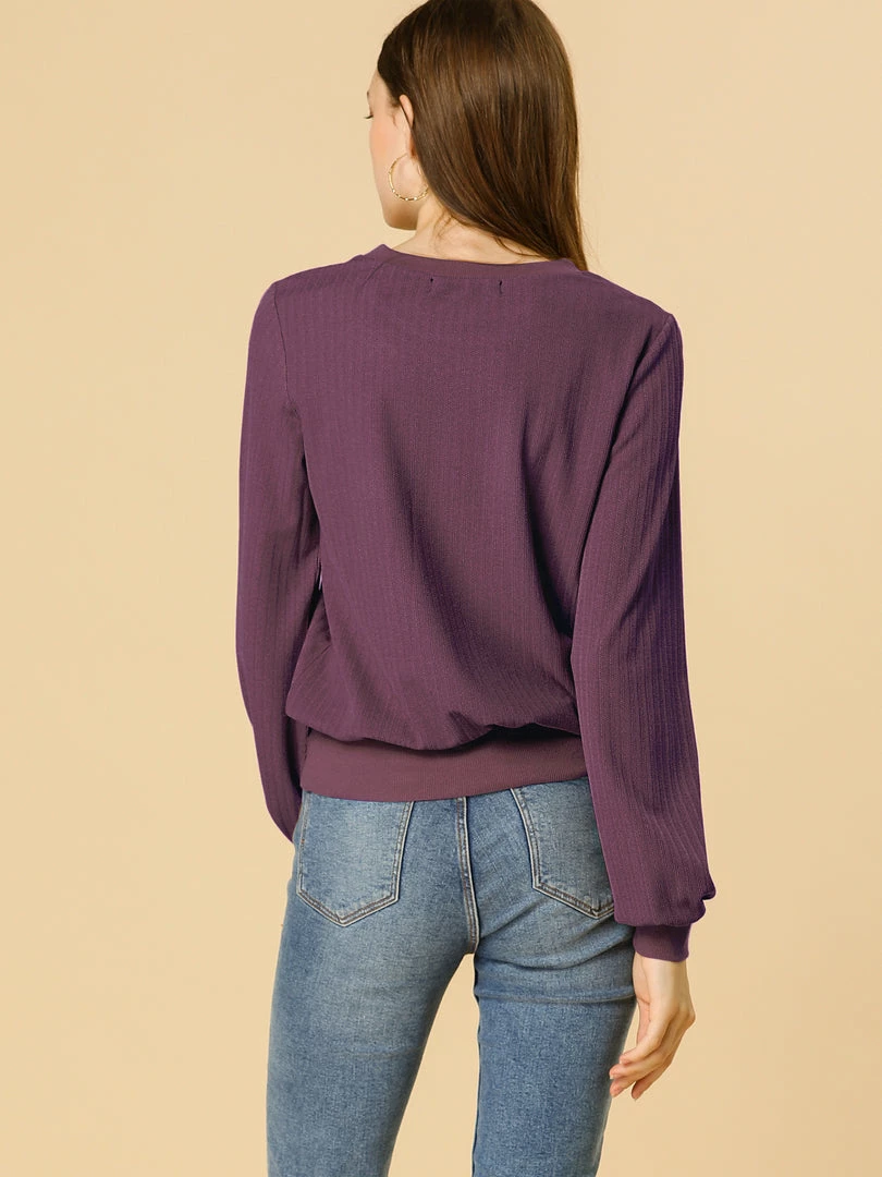 Allegra K Ribbed Pullover Sweater With Lantern Sleeves Women 32 Allegra K Ribbed Pullover Sweater With Lantern Sleeves Women