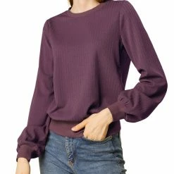 Allegra K Ribbed Pullover Sweater With Lantern Sleeves Women 94 Allegra K Ribbed Pullover Sweater With Lantern Sleeves Women