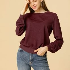 Allegra K Ribbed Pullover Sweater With Lantern Sleeves Women 108 Allegra K Ribbed Pullover Sweater With Lantern Sleeves Women