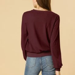 Allegra K Ribbed Pullover Sweater With Lantern Sleeves Women 110 Allegra K Ribbed Pullover Sweater With Lantern Sleeves Women