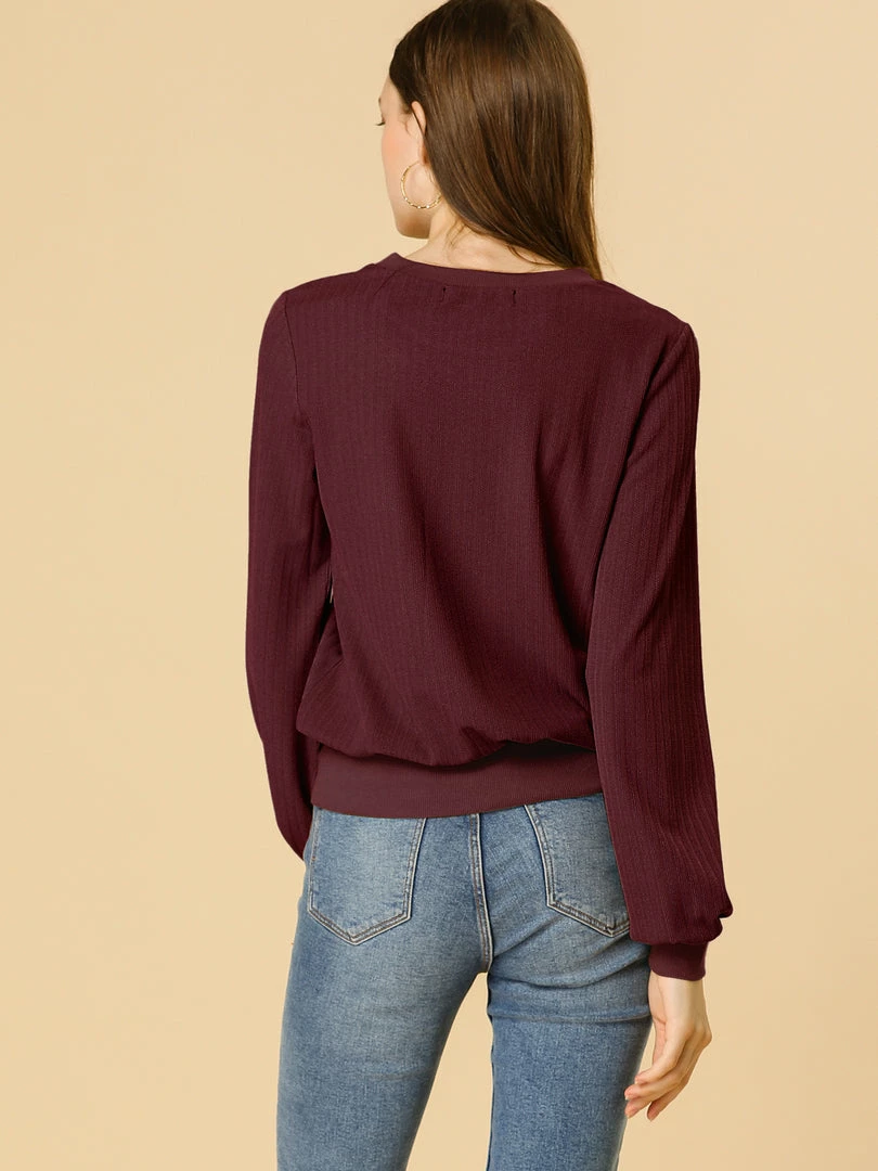 Allegra K Ribbed Pullover Sweater With Lantern Sleeves Women 44 Allegra K Ribbed Pullover Sweater With Lantern Sleeves Women