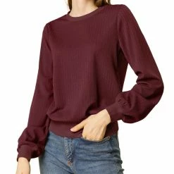 Allegra K Ribbed Pullover Sweater With Lantern Sleeves Women 106 Allegra K Ribbed Pullover Sweater With Lantern Sleeves Women
