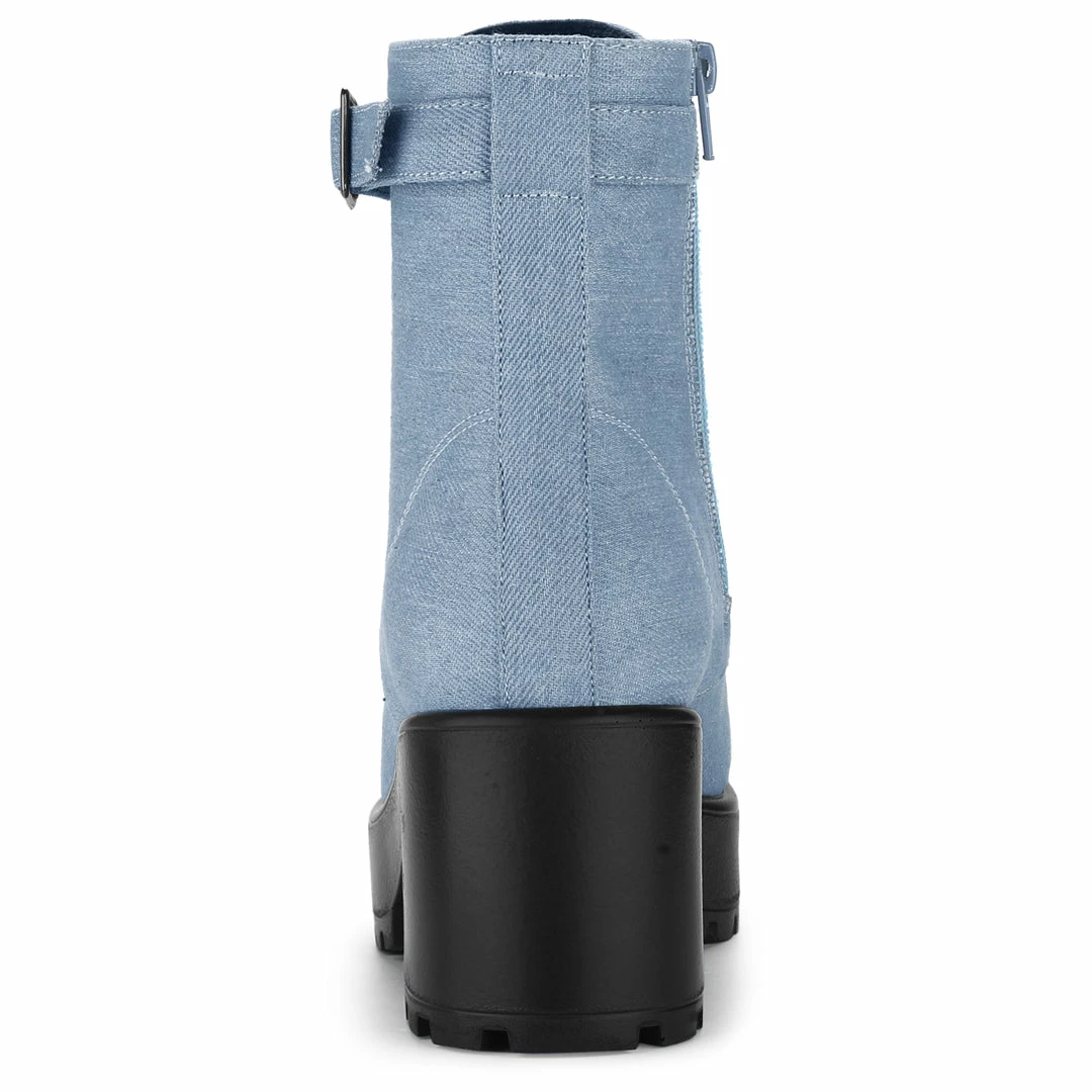 Allegra K Women's Zip Chunky Heel Platform Ankle Combat Boots Shoes 6 Allegra K Women's Zip Chunky Heel Platform Ankle Combat Boots Shoes